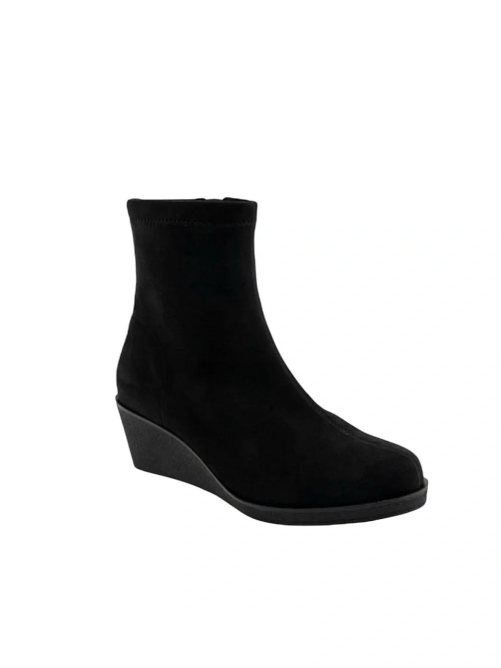 New in Box AEROSOLES Women’s Bonnie‎ Black Suede Wedge Ankle Boot Comfort Wide